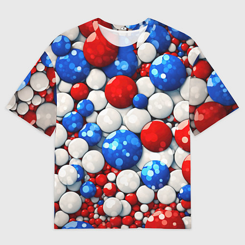 Женская футболка оверсайз Шарики в цветах флага РФ / 3D-принт – фото 1