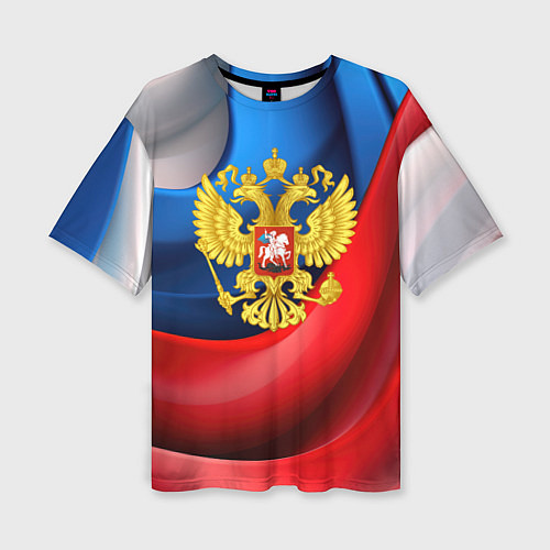 Женская футболка оверсайз Золотой герб России / 3D-принт – фото 1