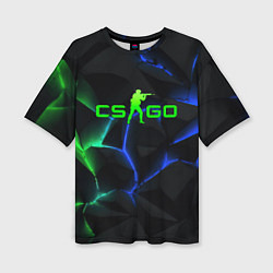 Женская футболка оверсайз CS GO green blue neon