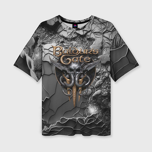Женская футболка оверсайз Baldurs Gate 3 logo dark / 3D-принт – фото 1