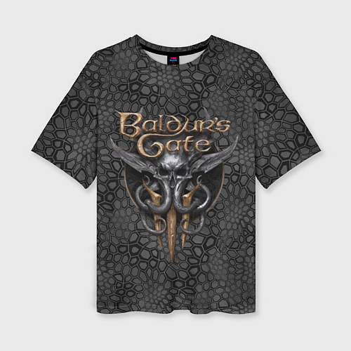 Женская футболка оверсайз Baldurs Gate 3 logo dark black / 3D-принт – фото 1