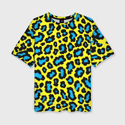 Женская футболка оверсайз Кислотный леопард паттерн