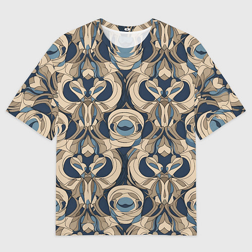 Женская футболка оверсайз Коричневый узор паттерн / 3D-принт – фото 1