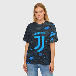 Футболка оверсайз женская Juventus blue logo, цвет: 3D-принт — фото 2