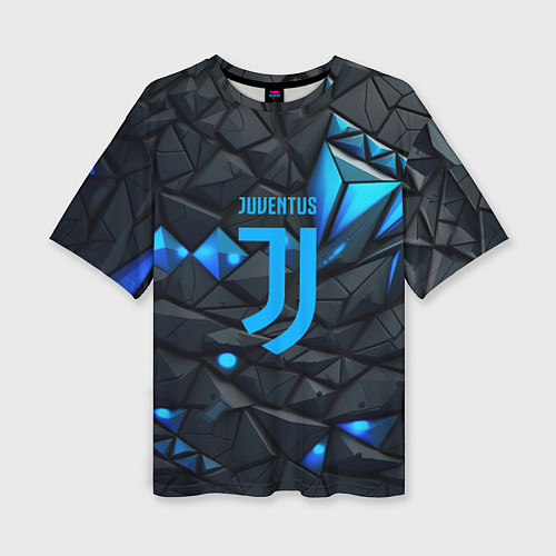 Женская футболка оверсайз Blue logo Juventus / 3D-принт – фото 1