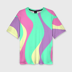 Женская футболка оверсайз Полосатая цветная абстракция