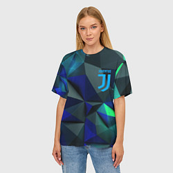 Футболка оверсайз женская Juventus blue abstract logo, цвет: 3D-принт — фото 2