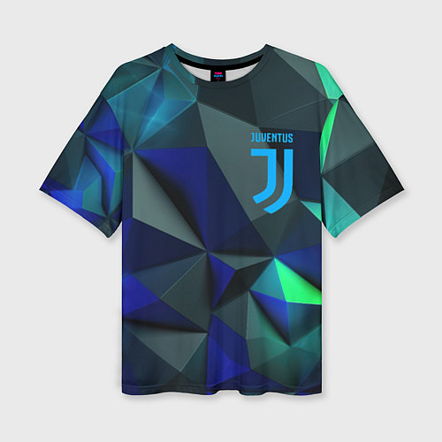 Женская футболка оверсайз Juventus blue abstract logo / 3D-принт – фото 1