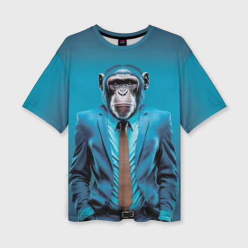 Женская футболка оверсайз Деловой шимпанзе / 3D-принт – фото 1