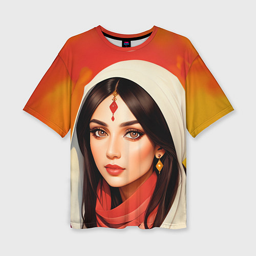 Женская футболка оверсайз Нейросеть - индийская принцесса / 3D-принт – фото 1