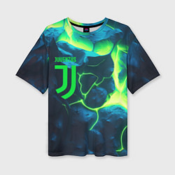 Женская футболка оверсайз Juventus green neon