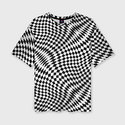 Женская футболка оверсайз Черно-белая шахматная иллюзия