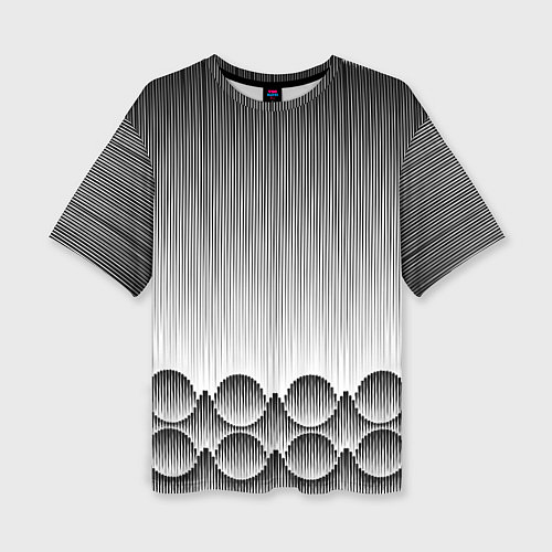 Женская футболка оверсайз Круглая полосатая геометрия / 3D-принт – фото 1