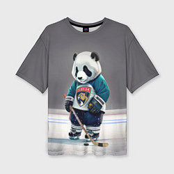 Женская футболка оверсайз Panda striker of the Florida Panthers