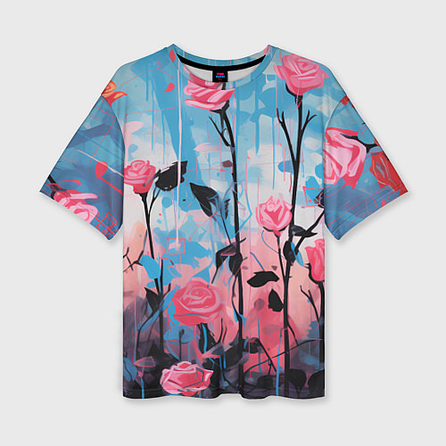 Женская футболка оверсайз Цветочная аура / 3D-принт – фото 1