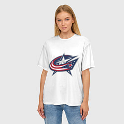 Футболка оверсайз женская Columbus blue jackets - Sergey Bobrovsky, цвет: 3D-принт — фото 2