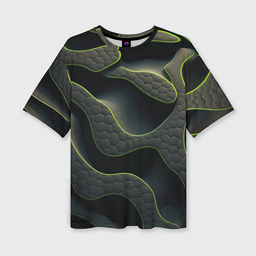 Женская футболка оверсайз Объемная темная текстура / 3D-принт – фото 1