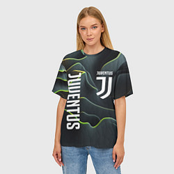 Футболка оверсайз женская Juventus dark green logo, цвет: 3D-принт — фото 2