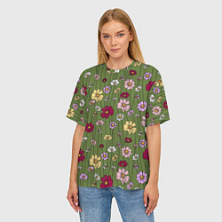 Футболка оверсайз женская Летний луг - паттерн, цвет: 3D-принт — фото 2