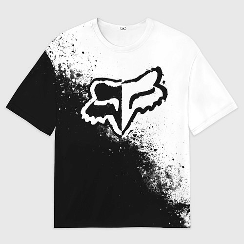 Женская футболка оверсайз Fox motocross - черно-белые пятна / 3D-принт – фото 1