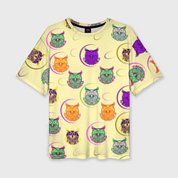 Футболка оверсайз женская Сова - разноцветные птицы, цвет: 3D-принт