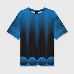 Футболка оверсайз женская Сине-черный градиент в полоску, цвет: 3D-принт