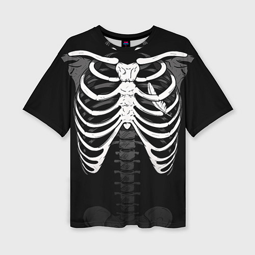 Женская футболка оверсайз Скелет: ребра с пером / 3D-принт – фото 1