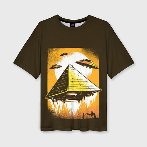 Женская футболка оверсайз Pyramid launch / 3D-принт – фото 1