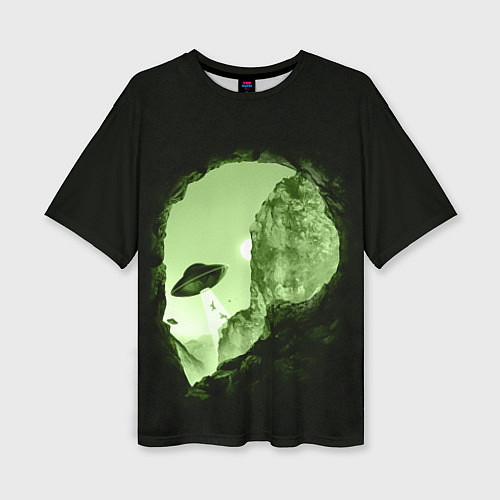 Женская футболка оверсайз Пещера в форме головы пришельца / 3D-принт – фото 1