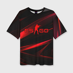 Женская футболка оверсайз CSGO red black logo