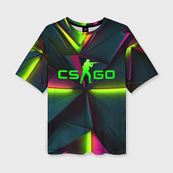 Женская футболка оверсайз CS GO green neon