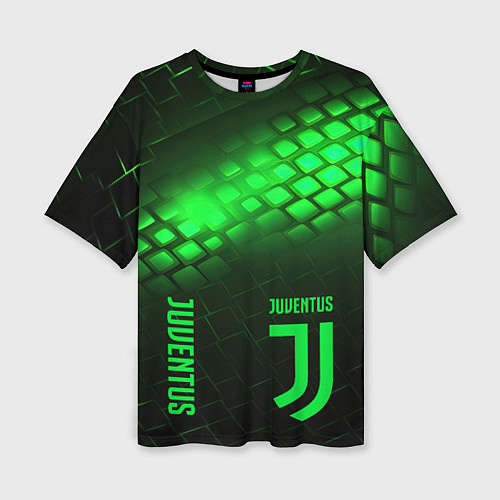 Женская футболка оверсайз Juventus green logo neon / 3D-принт – фото 1