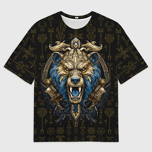 Женская футболка оверсайз Языческий скандинавский медведь / 3D-принт – фото 1