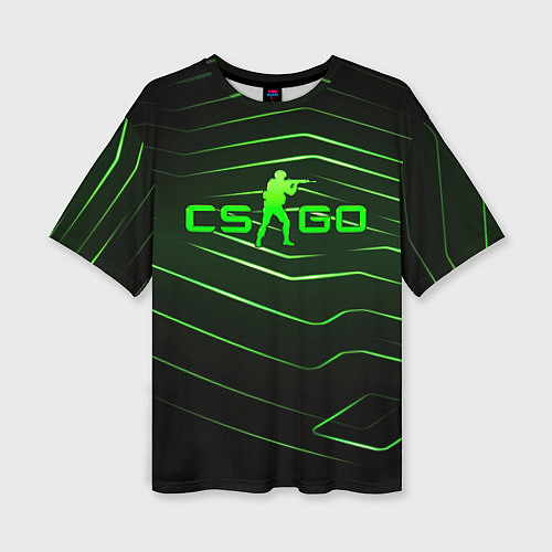 Женская футболка оверсайз CS GO dark green / 3D-принт – фото 1