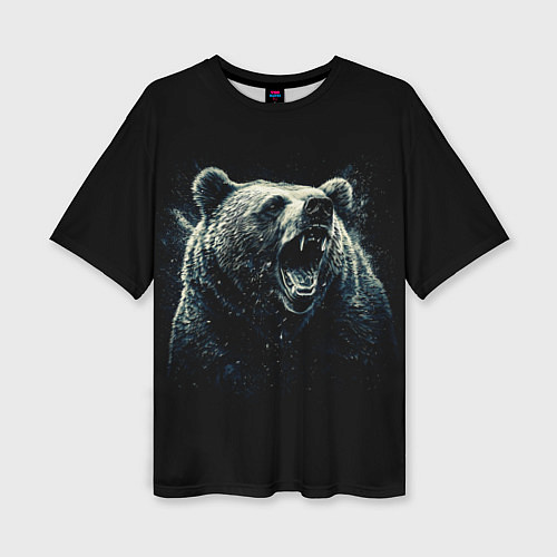 Женская футболка оверсайз Медведь разъярённый / 3D-принт – фото 1