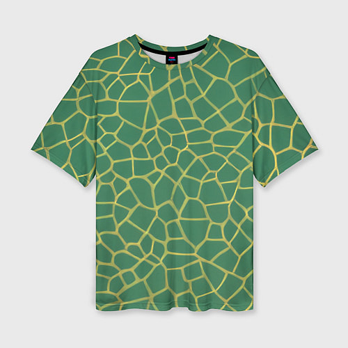 Женская футболка оверсайз Зелёная текстура - нейросеть / 3D-принт – фото 1