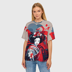 Футболка оверсайз женская Geisha vector style, цвет: 3D-принт — фото 2