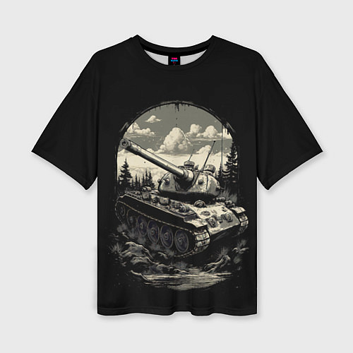 Женская футболка оверсайз Т54 русский танк / 3D-принт – фото 1