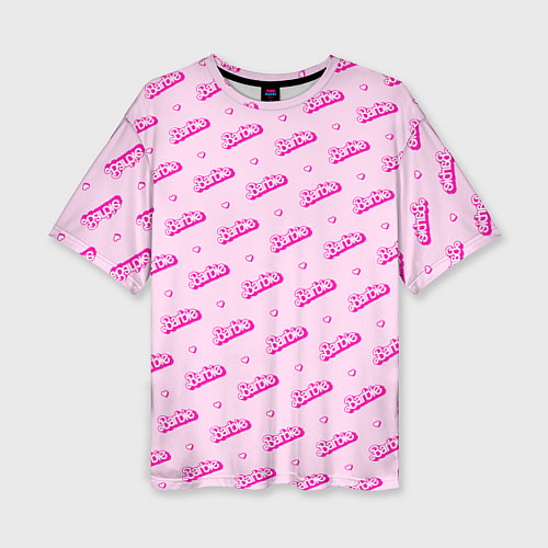 Женская футболка оверсайз Паттерн - Барби и сердечки / 3D-принт – фото 1