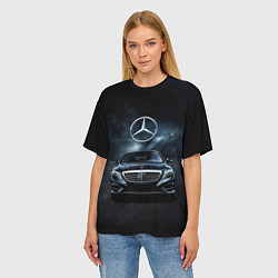 Футболка оверсайз женская Mercedes Benz black, цвет: 3D-принт — фото 2
