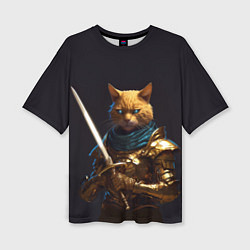 Женская футболка оверсайз Рыцарский кот