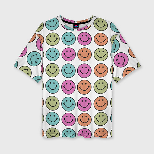 Женская футболка оверсайз Smiley face / 3D-принт – фото 1