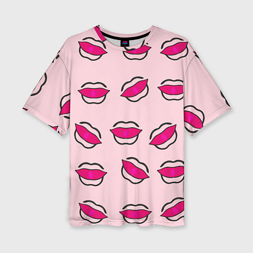 Женская футболка оверсайз Силуэт губы / 3D-принт – фото 1