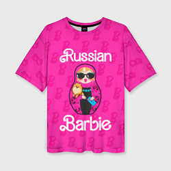 Женская футболка оверсайз Barbie russian