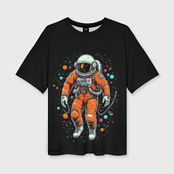 Женская футболка оверсайз Космонавт в оранжевом скафандре