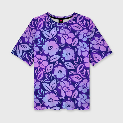 Женская футболка оверсайз Фиолетовые цветочки / 3D-принт – фото 1