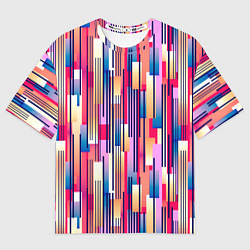 Футболка оверсайз женская Яркие спортивные полоски, цвет: 3D-принт