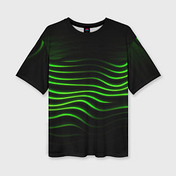 Женская футболка оверсайз Зеленые абстрактные волны