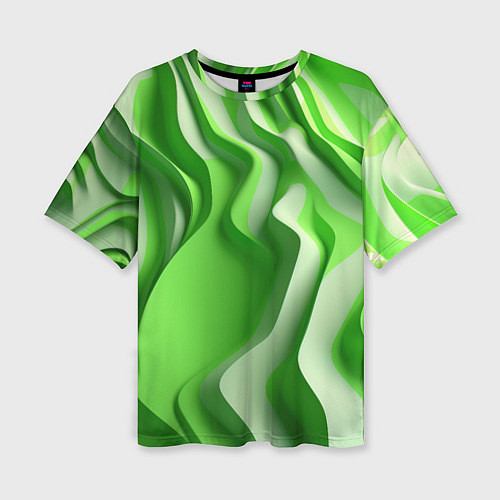 Женская футболка оверсайз Зеленые объемные полосы / 3D-принт – фото 1