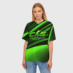 Футболка оверсайз женская CS2 Counter strike green logo, цвет: 3D-принт — фото 2